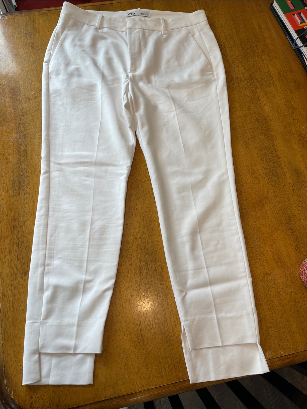 Zara White Tailored Crop Trousers